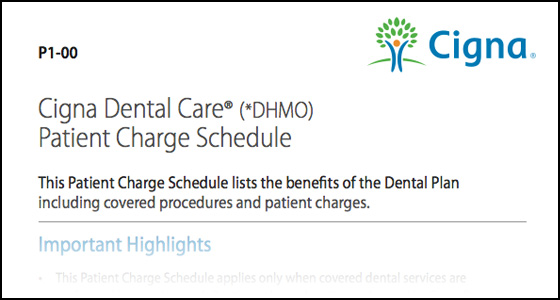 Cigna dental patient charge schedule kaiser permanente skin cancer screening